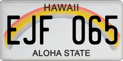 HI license plate EJF065