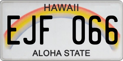 HI license plate EJF066