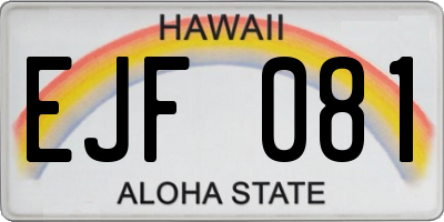 HI license plate EJF081