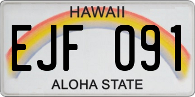 HI license plate EJF091
