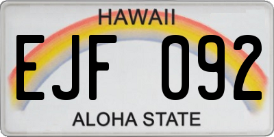 HI license plate EJF092