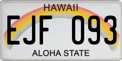 HI license plate EJF093