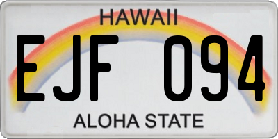HI license plate EJF094