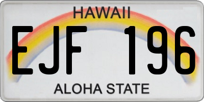 HI license plate EJF196