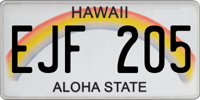 HI license plate EJF205