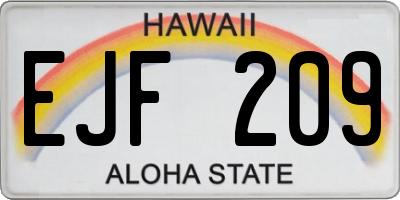 HI license plate EJF209