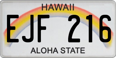 HI license plate EJF216