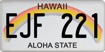 HI license plate EJF221