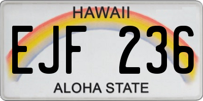 HI license plate EJF236