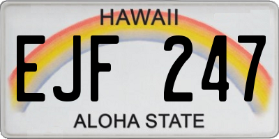 HI license plate EJF247