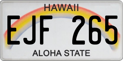 HI license plate EJF265