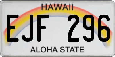 HI license plate EJF296