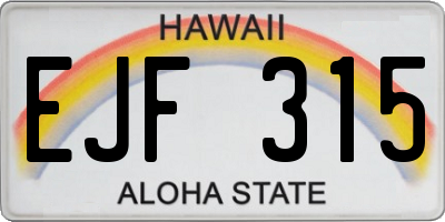 HI license plate EJF315
