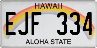 HI license plate EJF334