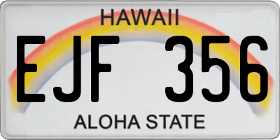 HI license plate EJF356