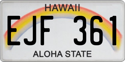 HI license plate EJF361