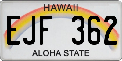 HI license plate EJF362
