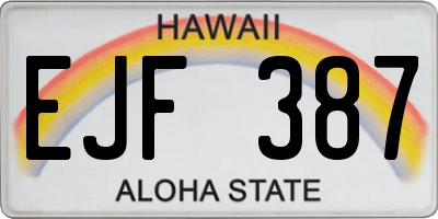 HI license plate EJF387