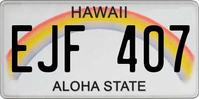 HI license plate EJF407