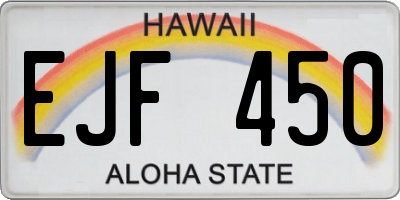 HI license plate EJF450