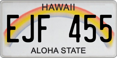 HI license plate EJF455