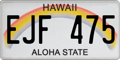 HI license plate EJF475