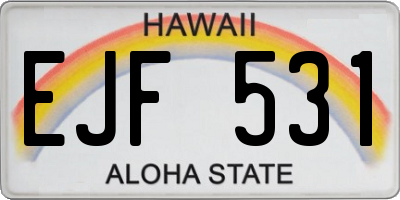 HI license plate EJF531