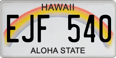 HI license plate EJF540