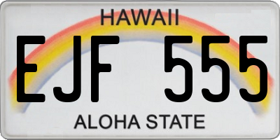 HI license plate EJF555