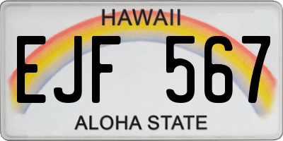 HI license plate EJF567