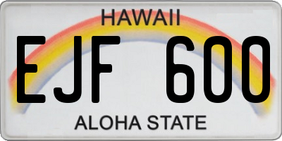 HI license plate EJF600