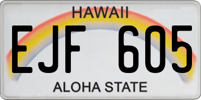 HI license plate EJF605