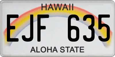 HI license plate EJF635
