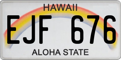 HI license plate EJF676