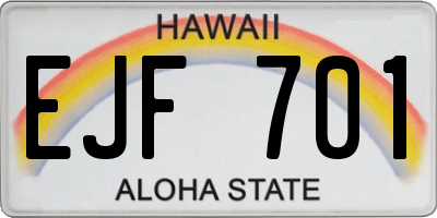 HI license plate EJF701
