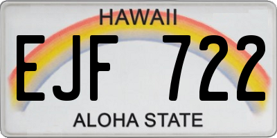 HI license plate EJF722