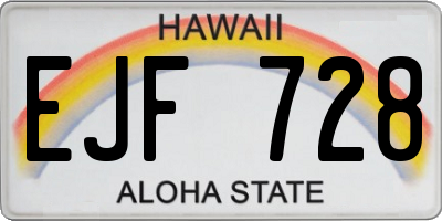 HI license plate EJF728