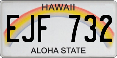 HI license plate EJF732