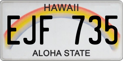 HI license plate EJF735
