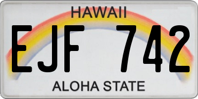 HI license plate EJF742