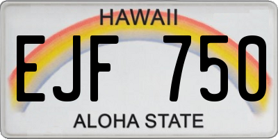 HI license plate EJF750