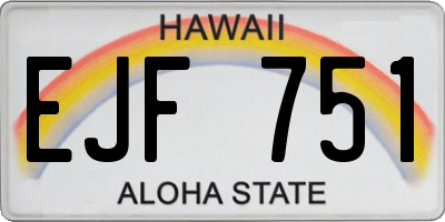 HI license plate EJF751
