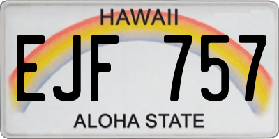 HI license plate EJF757