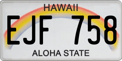 HI license plate EJF758