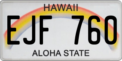 HI license plate EJF760