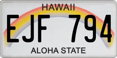 HI license plate EJF794