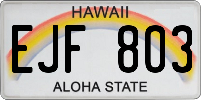 HI license plate EJF803