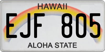HI license plate EJF805
