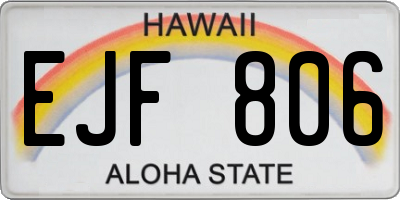 HI license plate EJF806