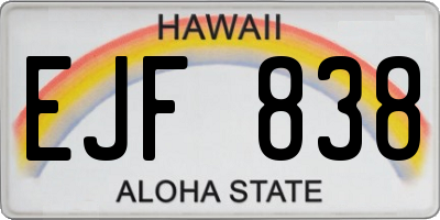 HI license plate EJF838